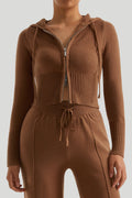 Blusa Fashion com Zíper Duplo Marrom Zafire