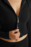 Blusa Fashion com Zíper Duplo Preto Zafire