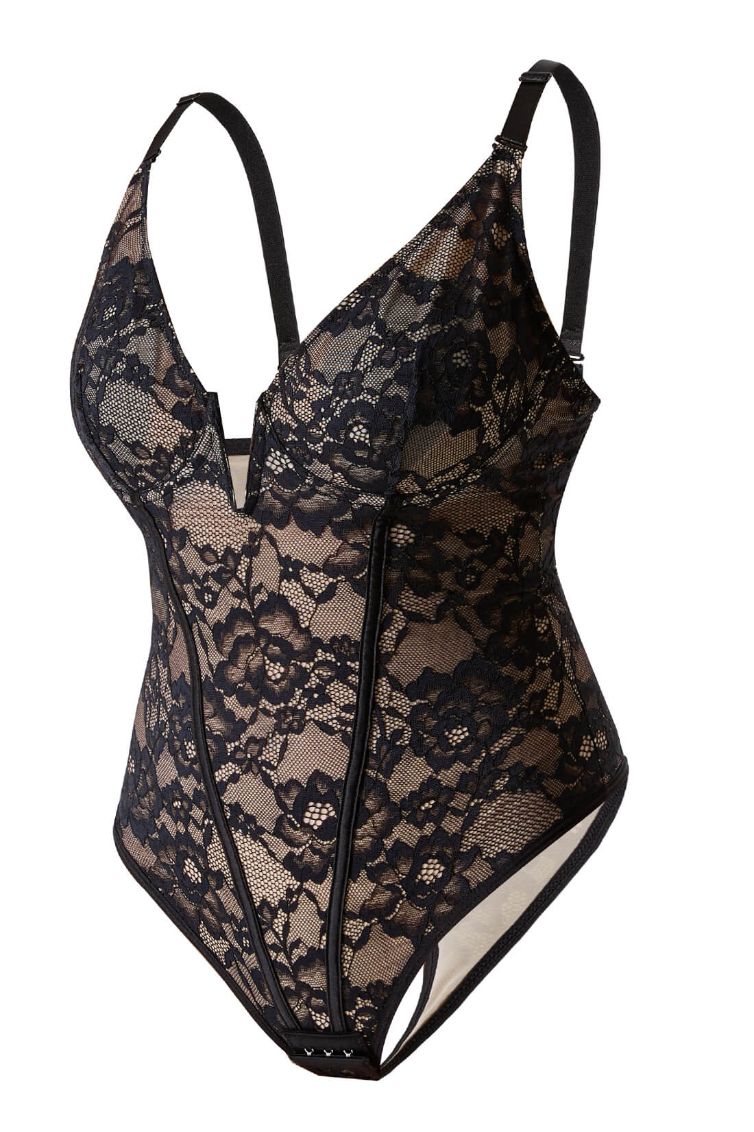 Body de Renda com Decote V – Sensualidade e Sofisticação Preto Zafire
