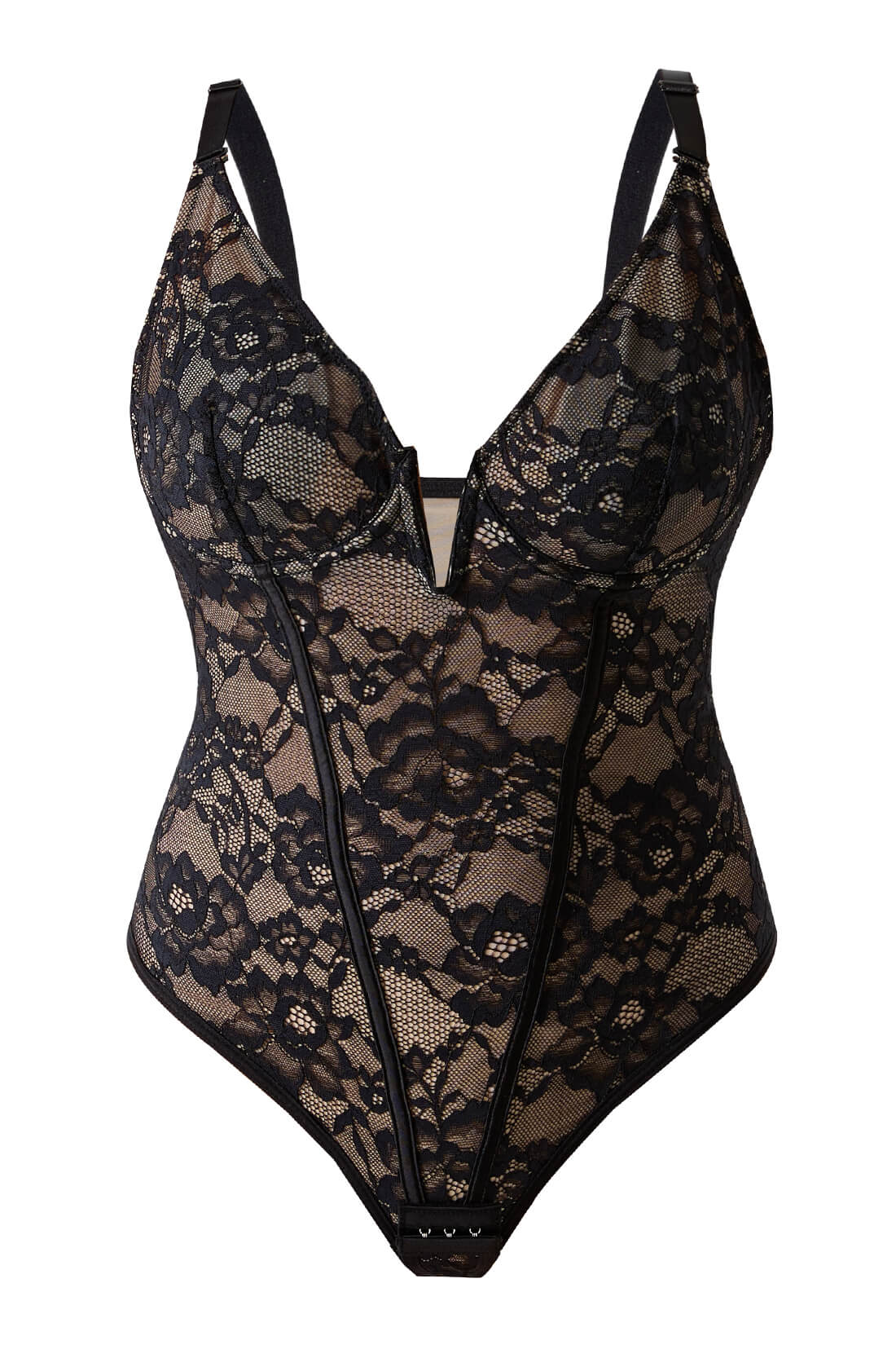 Body de Renda com Decote V – Sensualidade e Sofisticação Preto Zafire
