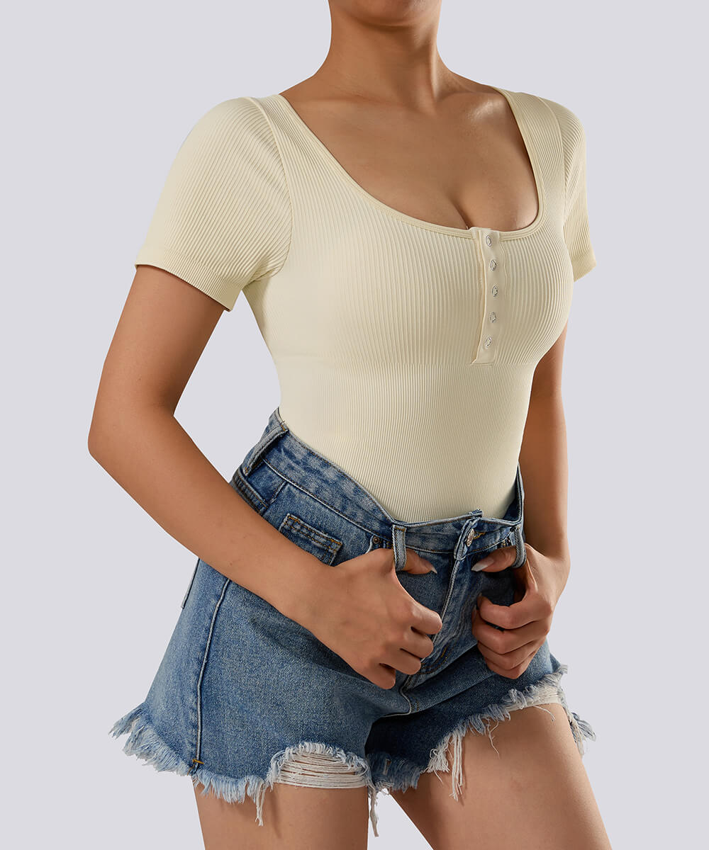 Body Modelador com Mangas Curtas – Controle e Conforto Nude Zafire
