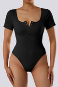Body Modelador com Mangas Curtas – Controle e Conforto Preto Zafire