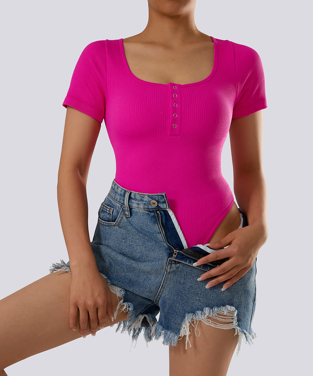 Body Modelador com Mangas Curtas – Controle e Conforto Rosa Zafire