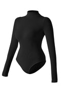 Body de Gola Alta e Mangas Longas Preto Zafire