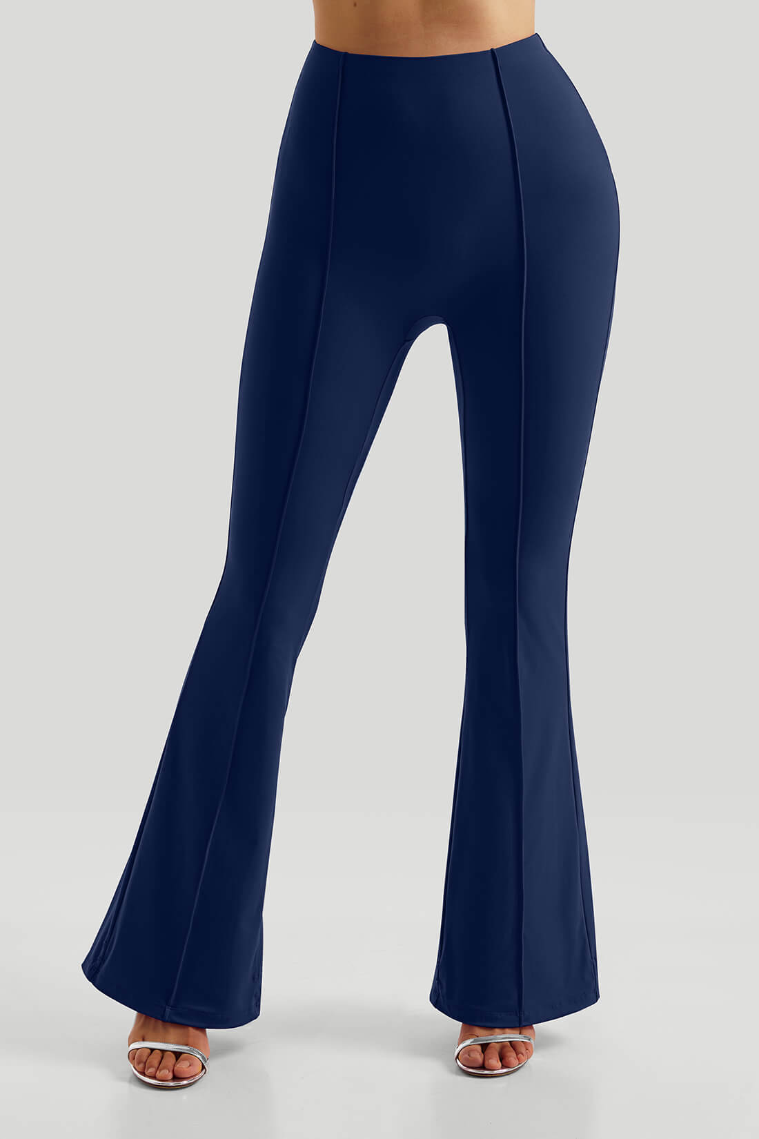 Calça Flare de Cintura Alta - Elegância e Modelagem Justa Azul Marinho Zafire