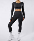 Conjunto Blusa Costas Abertas e Legging com Bolso Lateral Preto Zafire