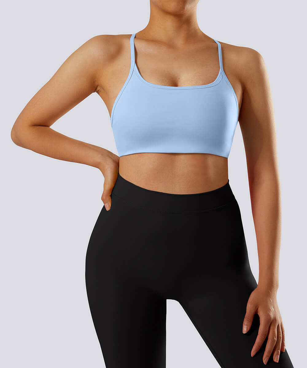 Sutia com Alcas Multiplas – Estilo e Suporte com Costas Abertas Azul Claro Zafire