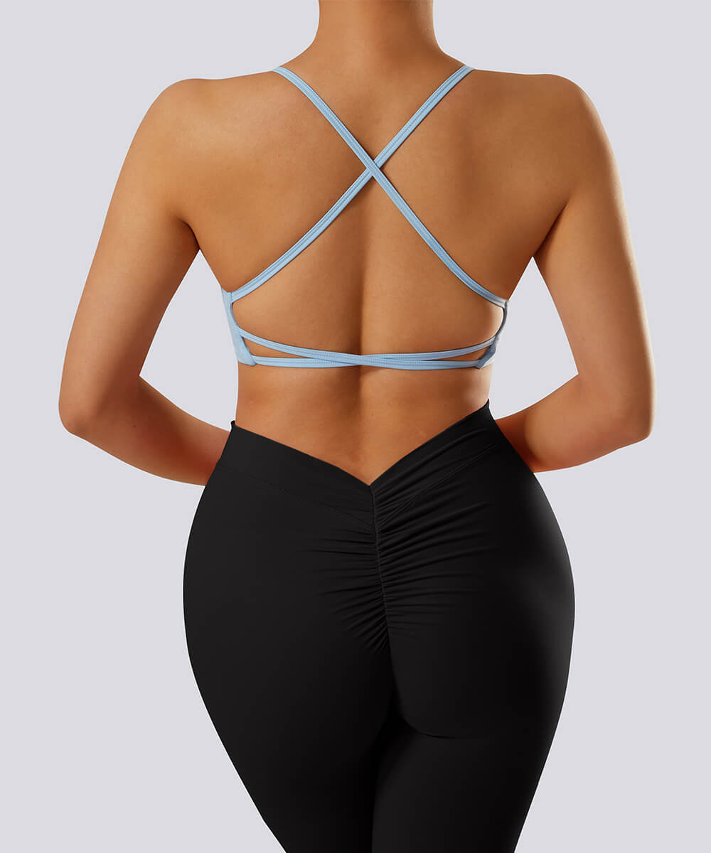 Sutia com Alcas Multiplas – Estilo e Suporte com Costas Abertas Azul Claro Zafire