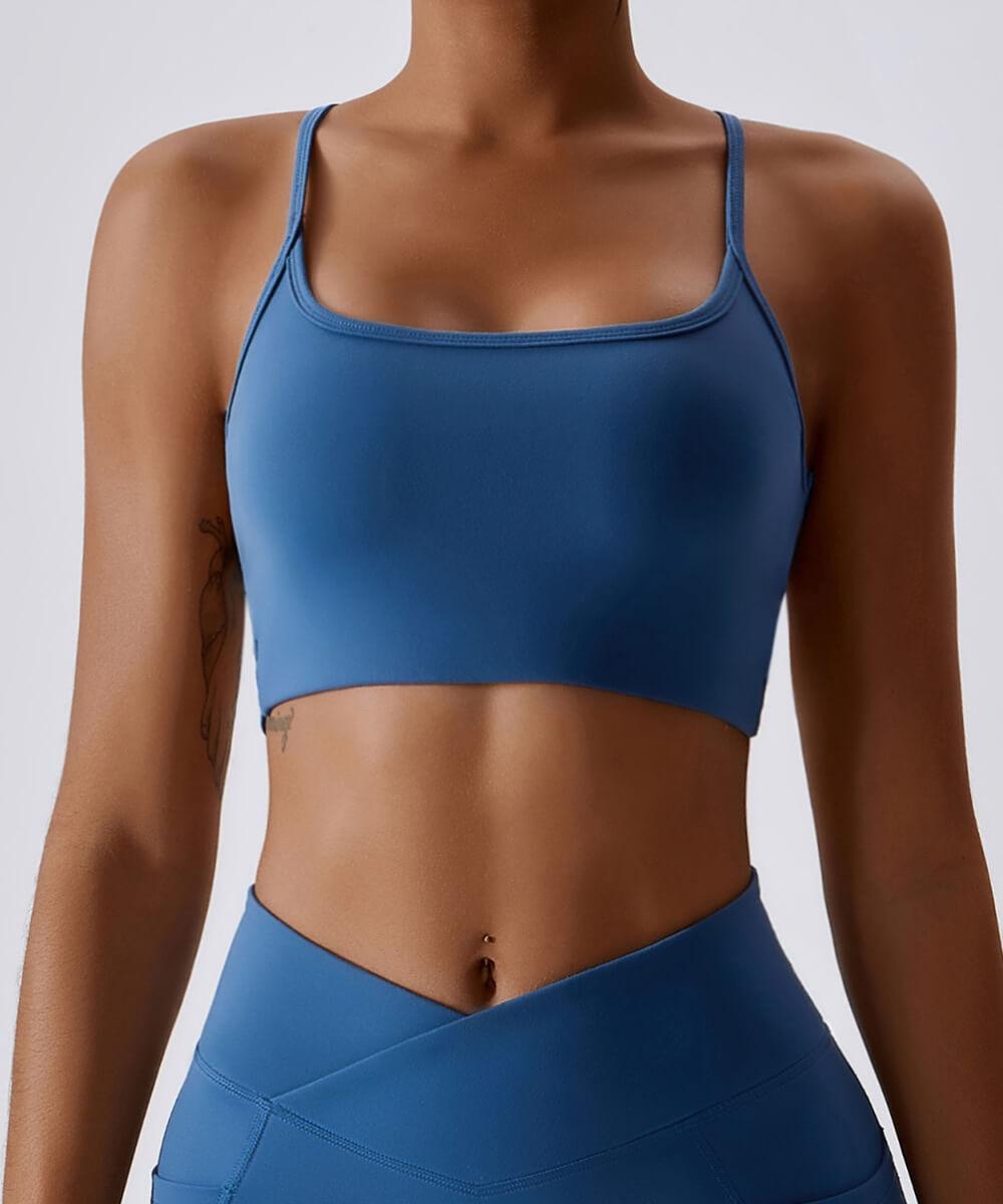 Sutia com Alcas Multiplas – Estilo e Suporte com Costas Abertas Azul Escuro Zafire