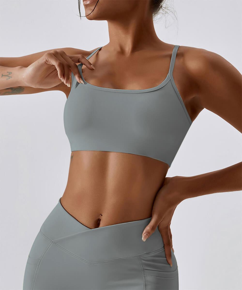 Sutia com Alcas Multiplas – Estilo e Suporte com Costas Abertas Cinza Zafire