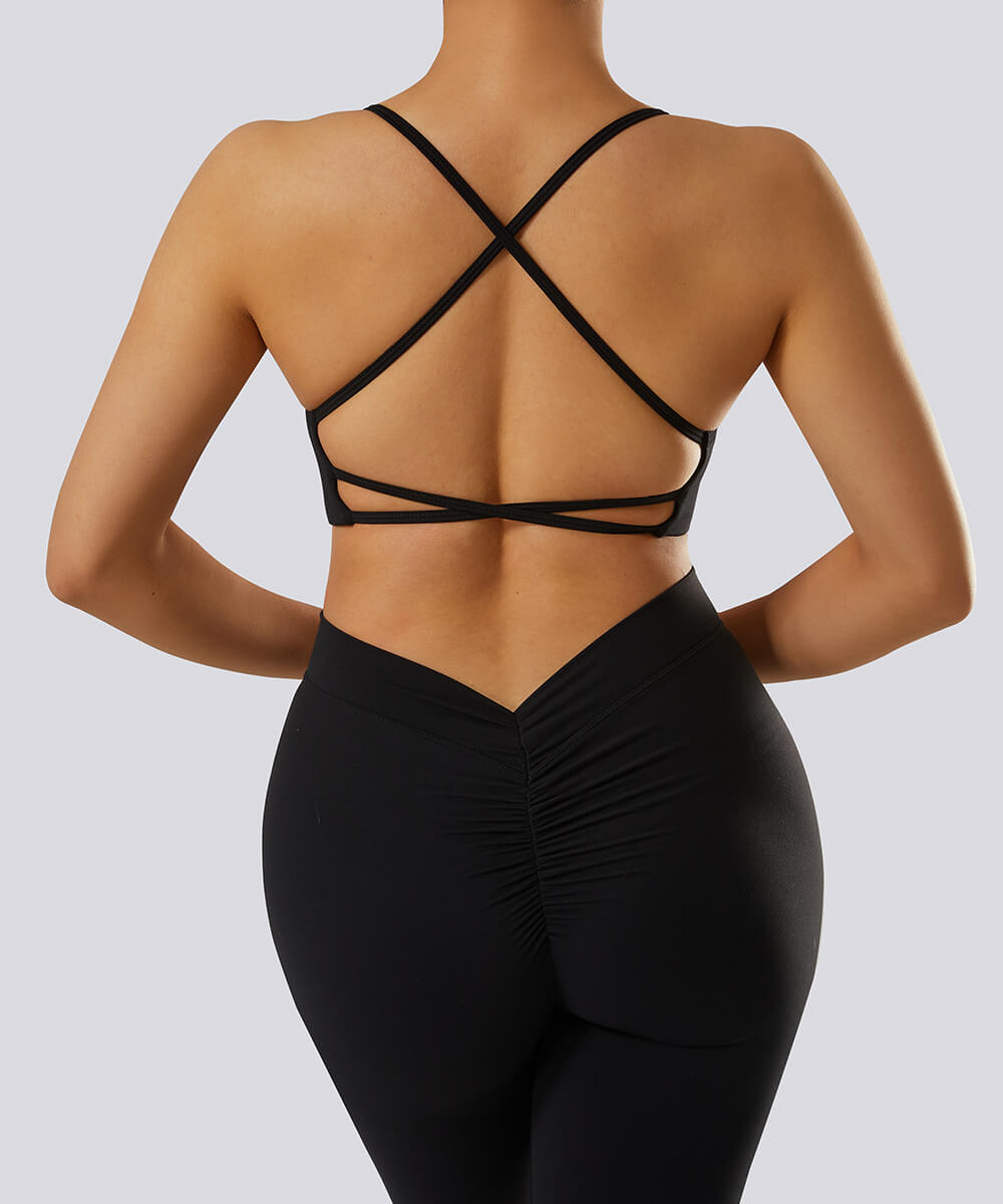 Sutia com Alcas Multiplas – Estilo e Suporte com Costas Abertas Preto Zafire