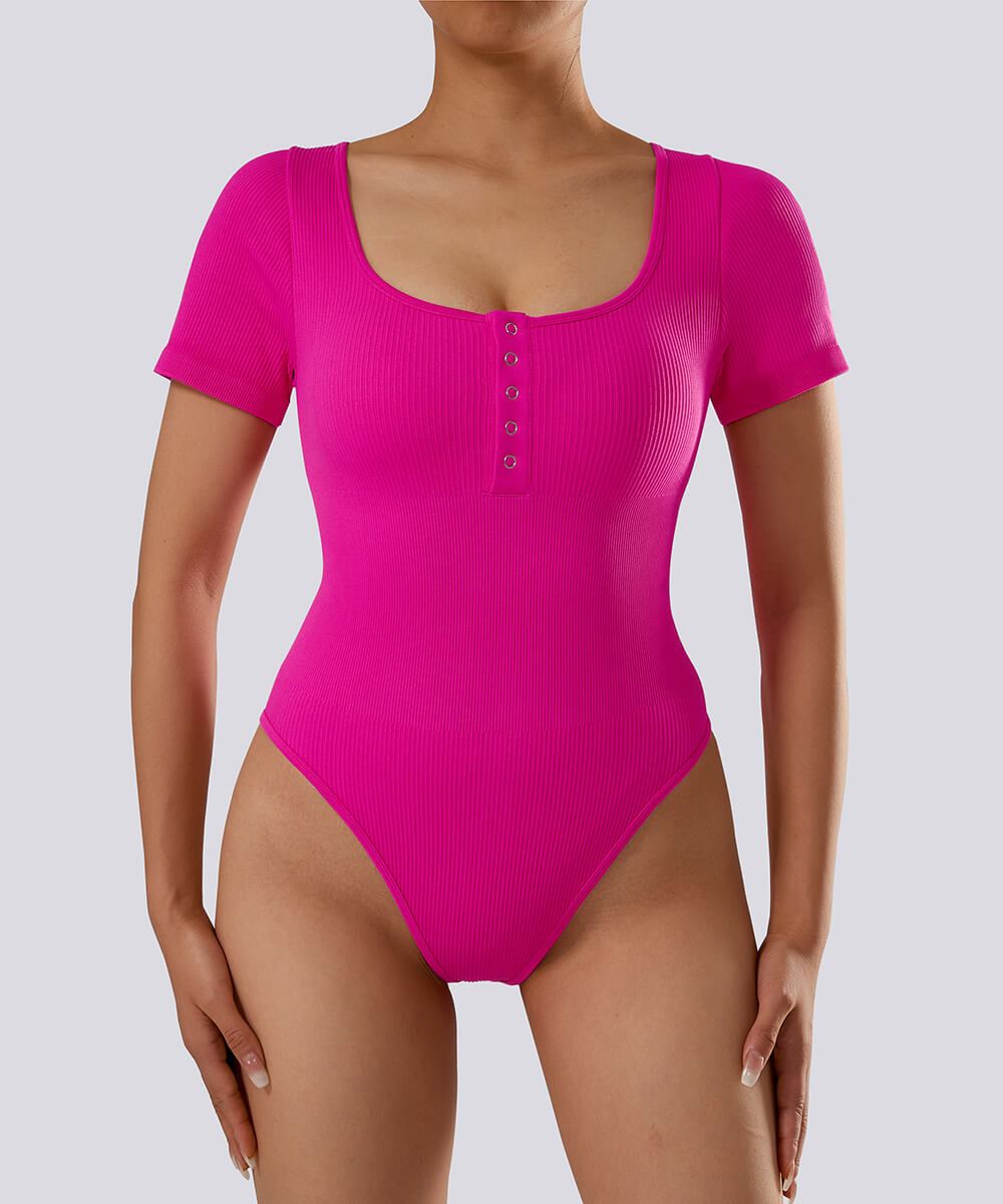 Body Modelador com Mangas Curtas – Controle e Conforto Rosa Zafire