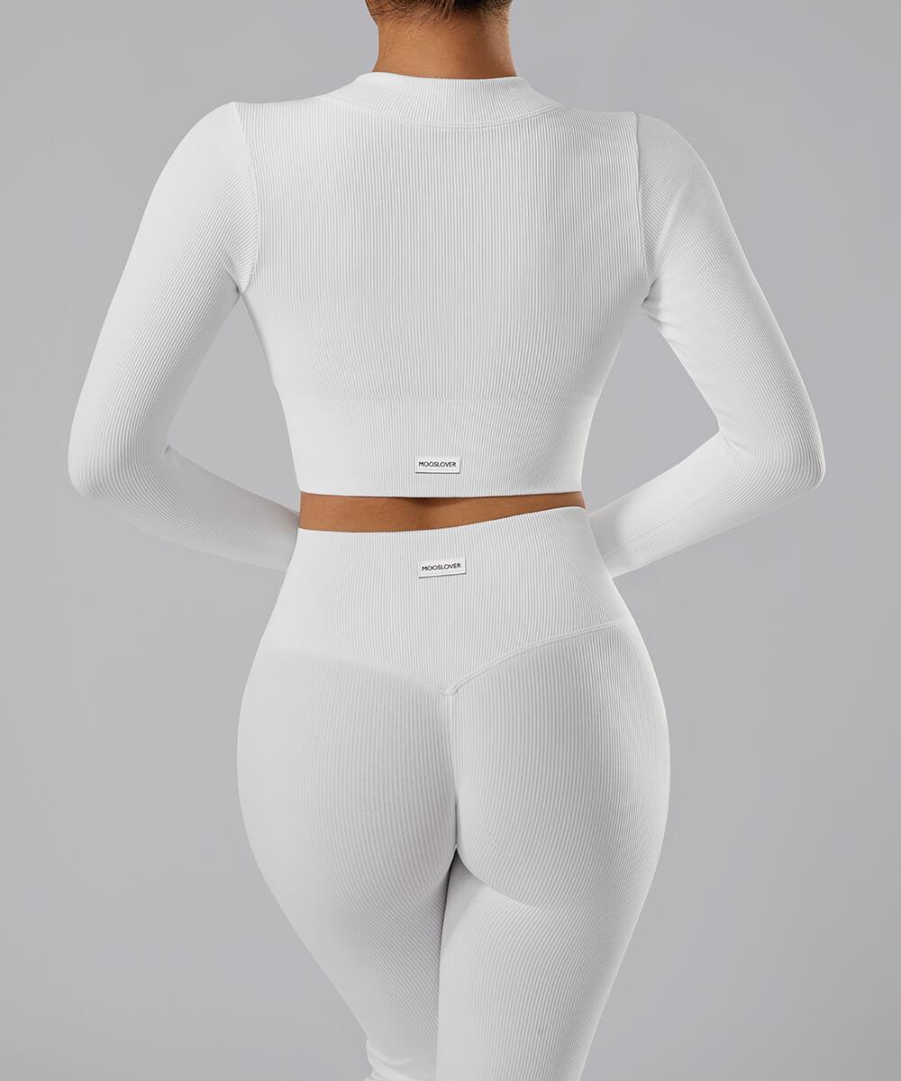 Top Canelado com Zíper Duplo – Estilo e Flexibilidade Branco Zafire