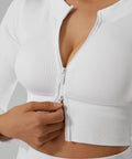 Top Canelado com Zíper Duplo – Estilo e Flexibilidade Branco Zafire