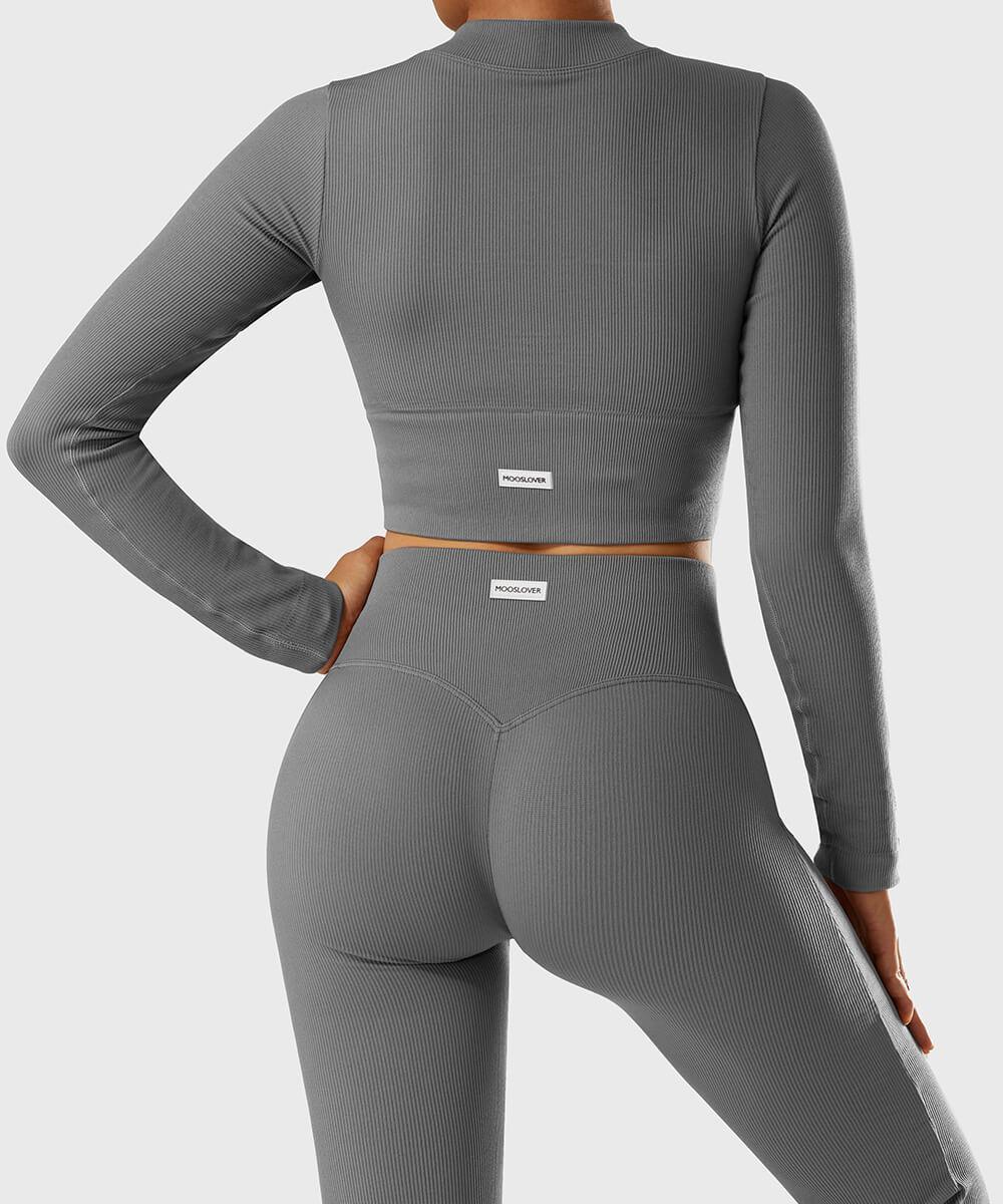 Top Canelado com Zíper Duplo – Estilo e Flexibilidade Cinza Zafire