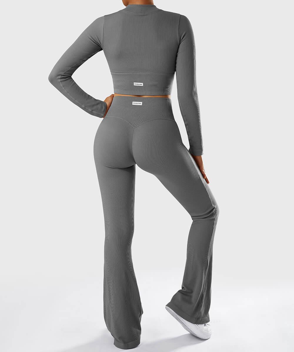 Top Canelado com Zíper Duplo – Estilo e Flexibilidade Cinza Zafire