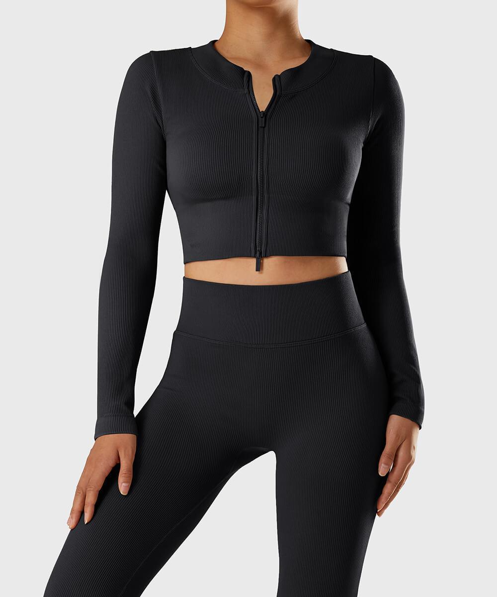 Top Canelado com Zíper Duplo – Estilo e Flexibilidade Preto Zafire