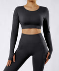Top com Mangas Longas e Costas Abertas – Estilo e Elegância Preto Zafire