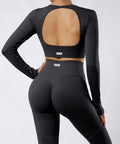 Top com Mangas Longas e Costas Abertas – Estilo e Elegância Preto Zafire