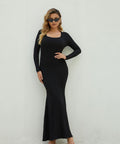 Vestido Longo com Manga Longa – Elegância em Cada Detalhe Preto Zafire