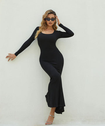 Vestido Longo com Manga Longa – Elegância em Cada Detalhe Preto Zafire